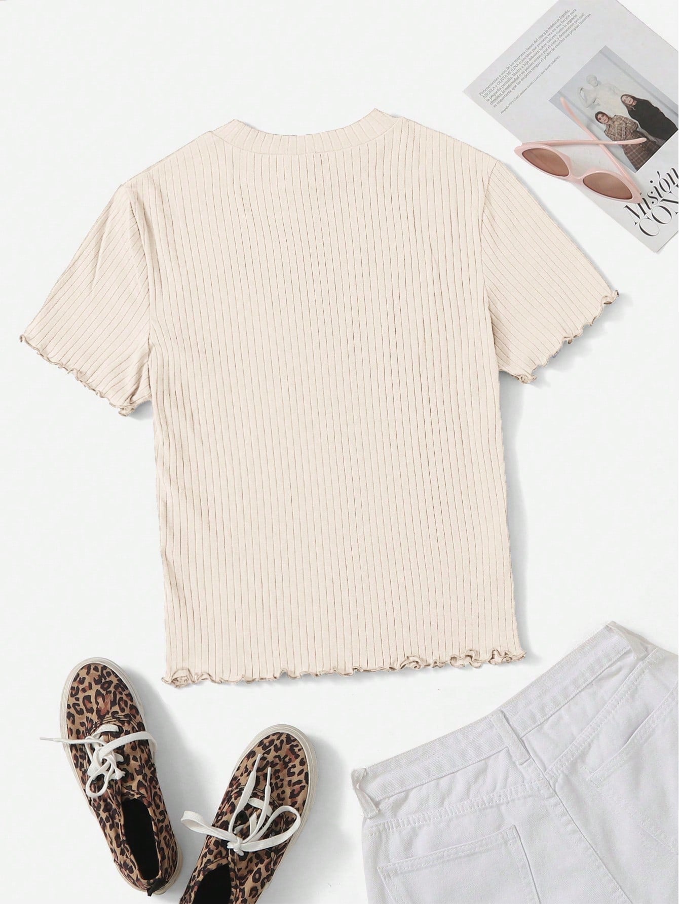 Camiseta Básica Canelada de Manguinha