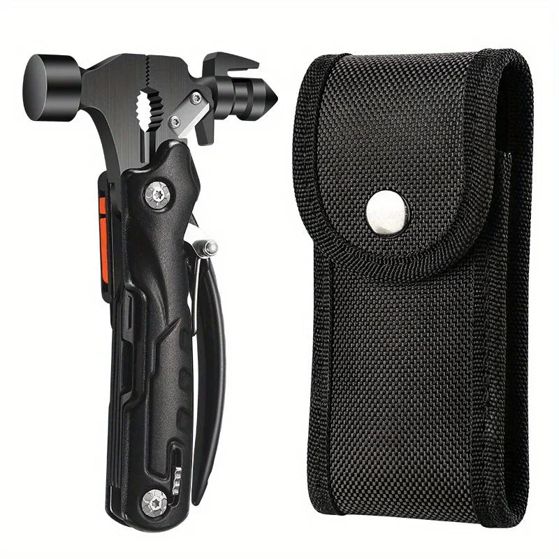 The outdoor multifunctional tool hammer has a flashlight function and is highly powerful.