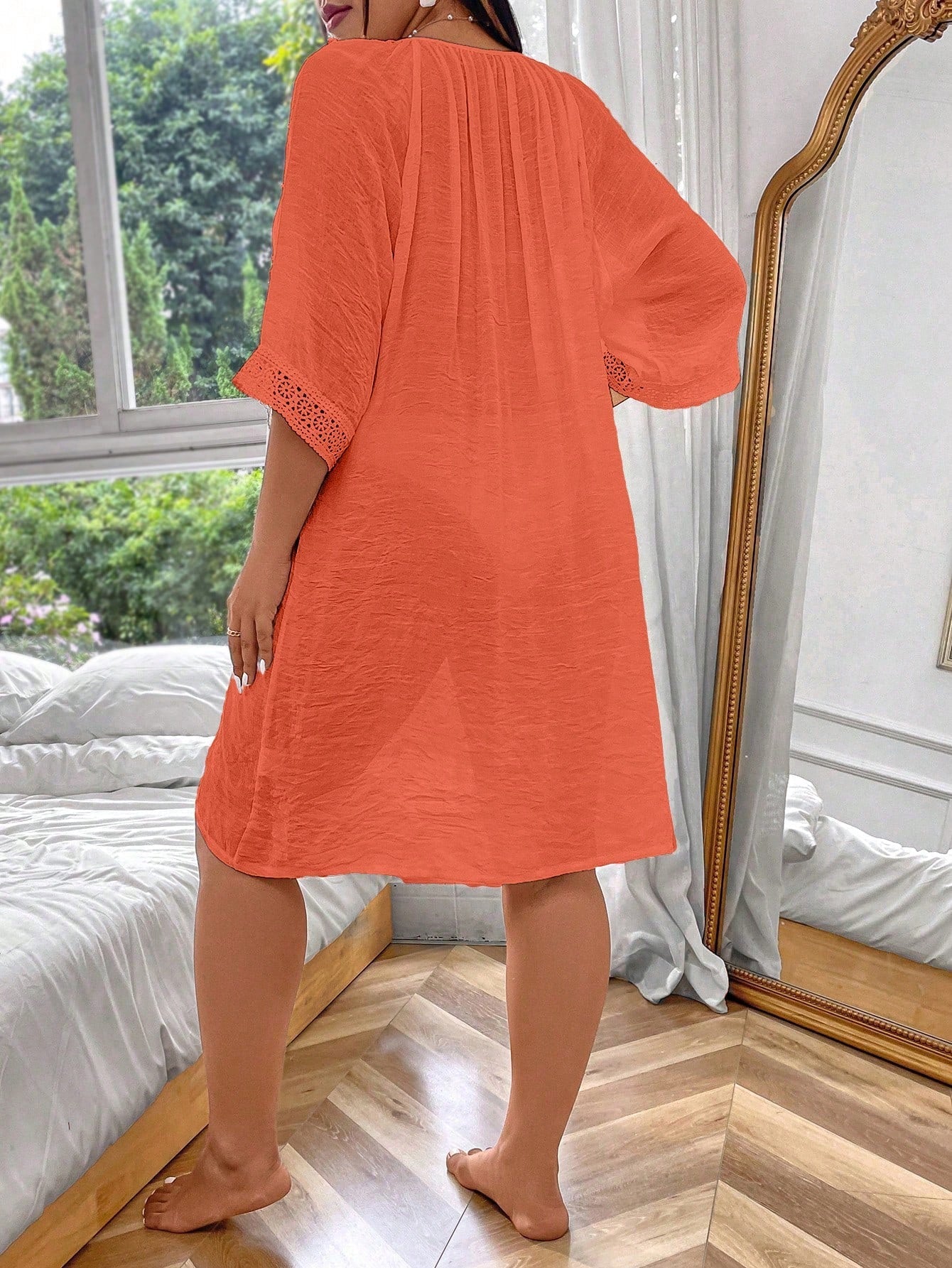 Saída de Praia Gola de Laço e Manga 34