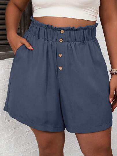 Short Cintura Franzida e Botões