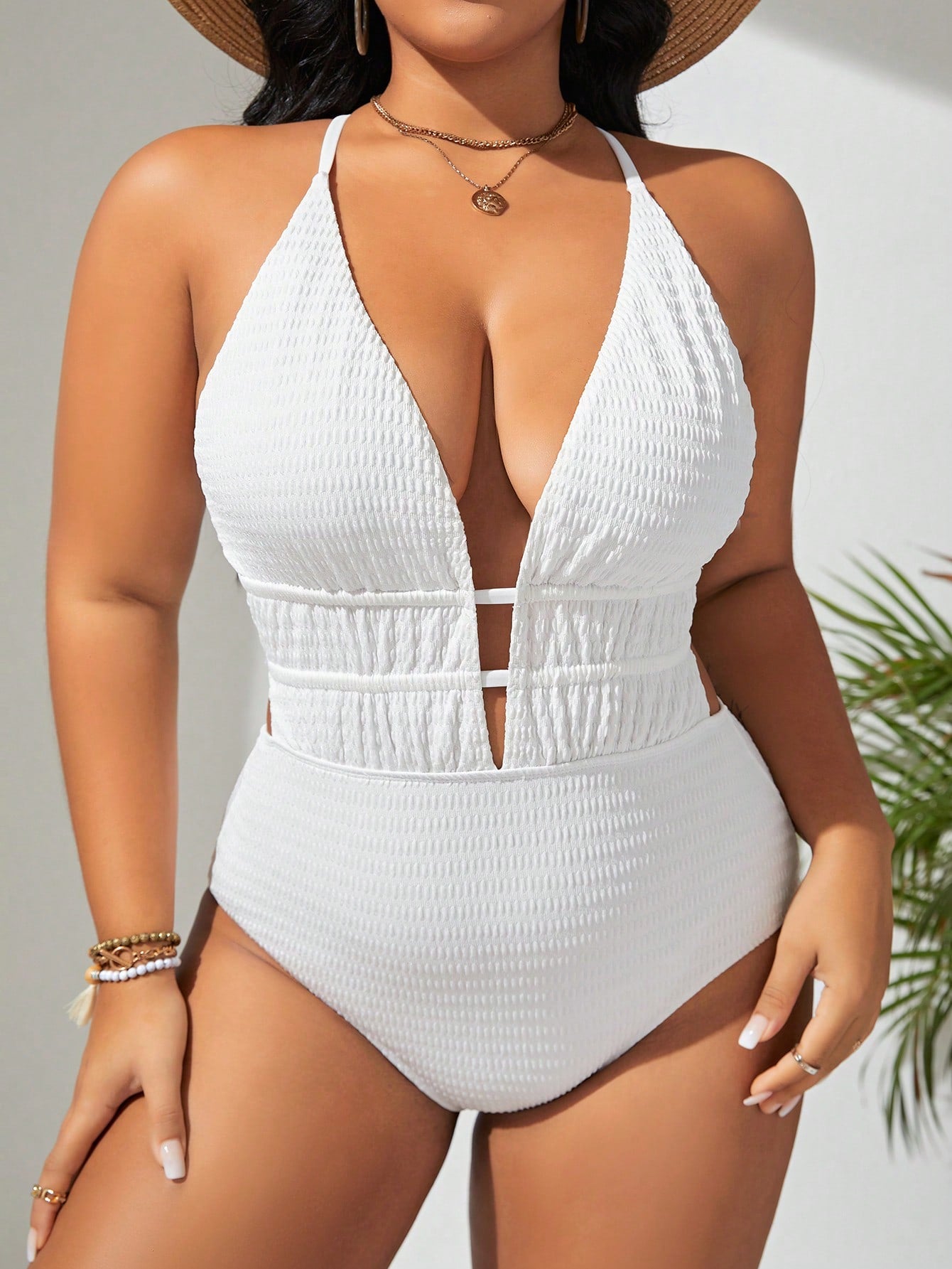 Maiô de Praia com Textura Sólido Branco