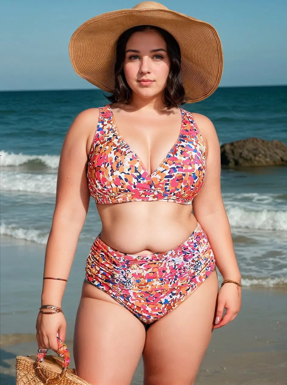 Biquíni Coralina Sem Amarração Cintura Alta