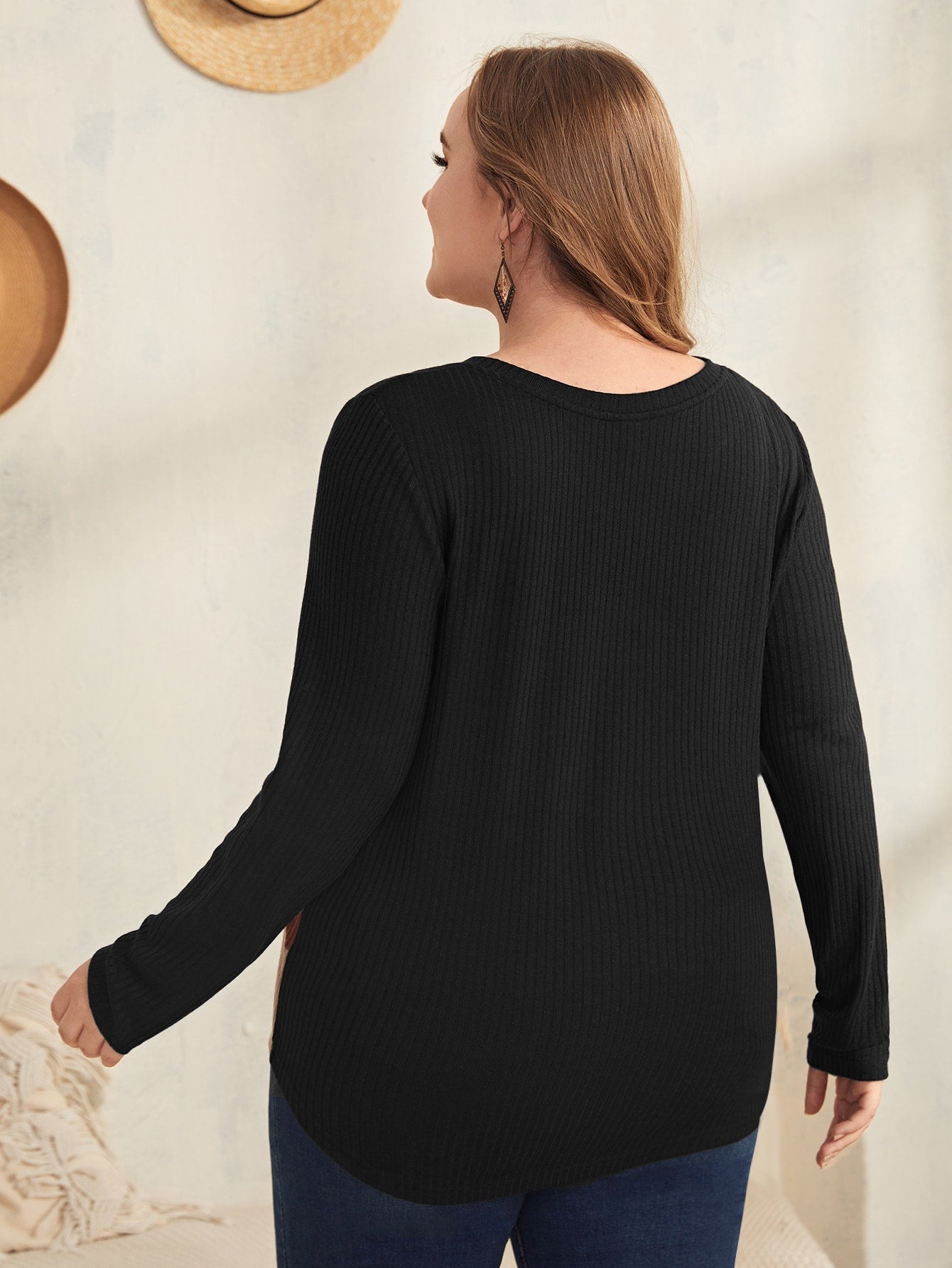 Blusa de Manga Longa Com Bloco de Cores