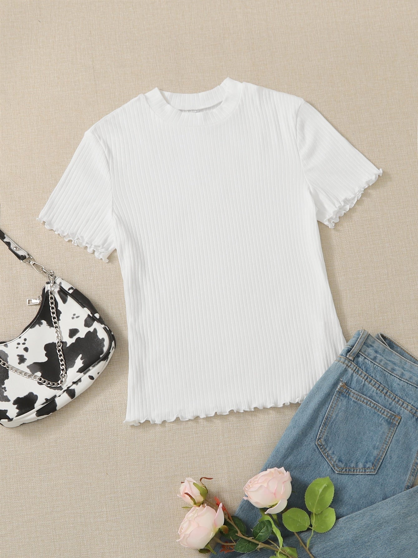 Camiseta Básica Canelada de Manguinha