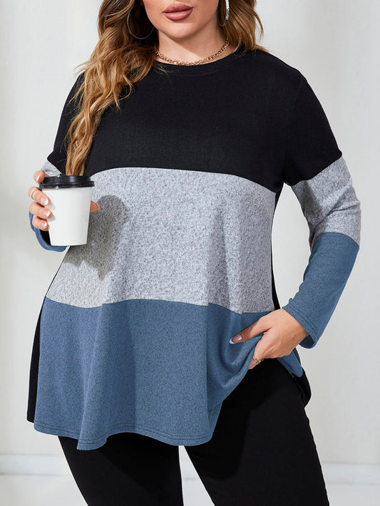 Blusa Casual Manga Comprida e Gola Redonda