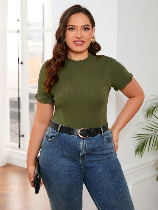 Camiseta Básica Canelada de Manguinha