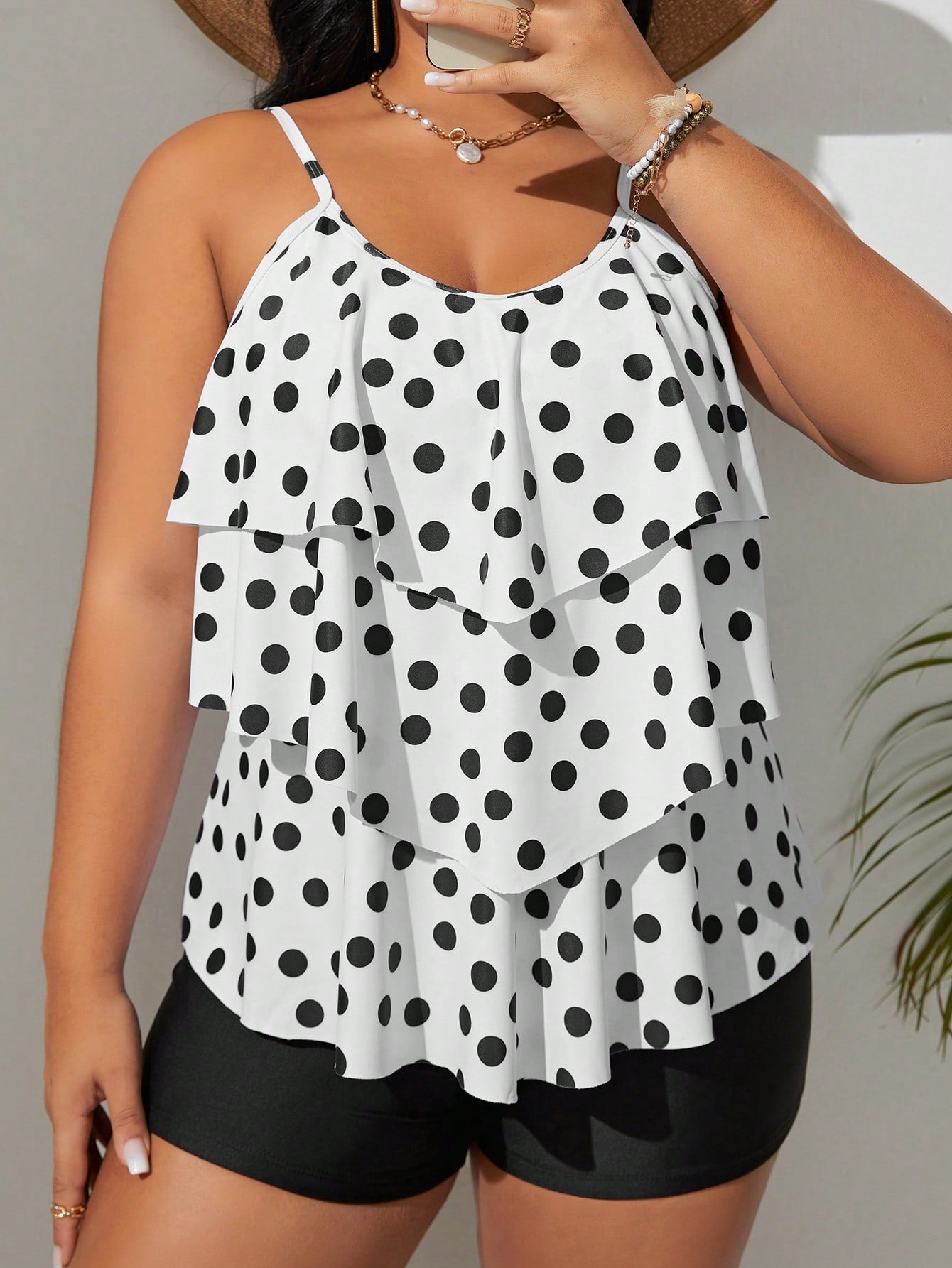 Biquíni Tankini Estampa de Bolinhas