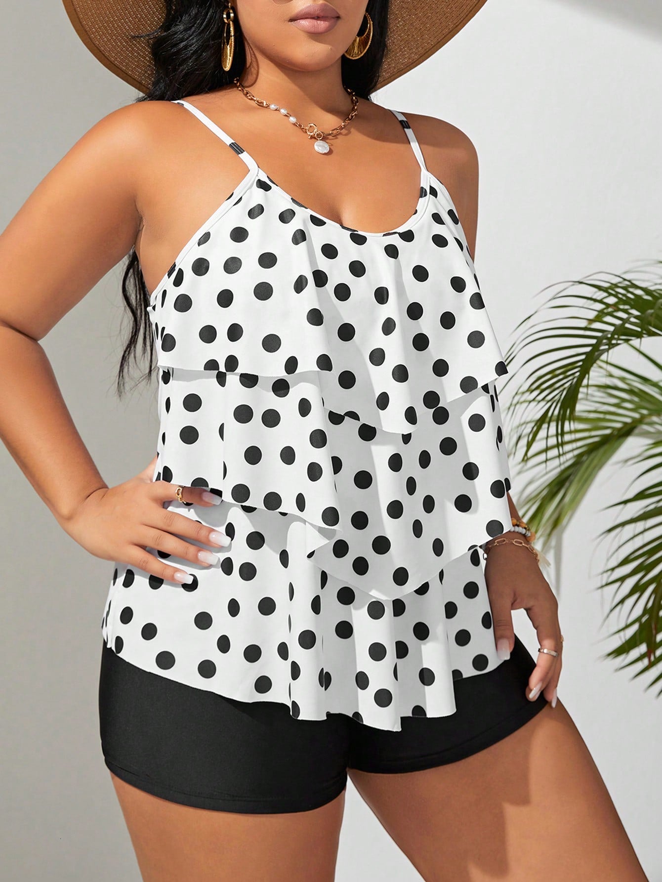 Biquíni Tankini Estampa de Bolinhas