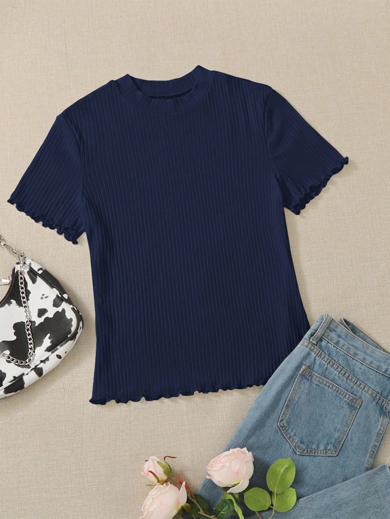 Camiseta Básica Canelada de Manguinha