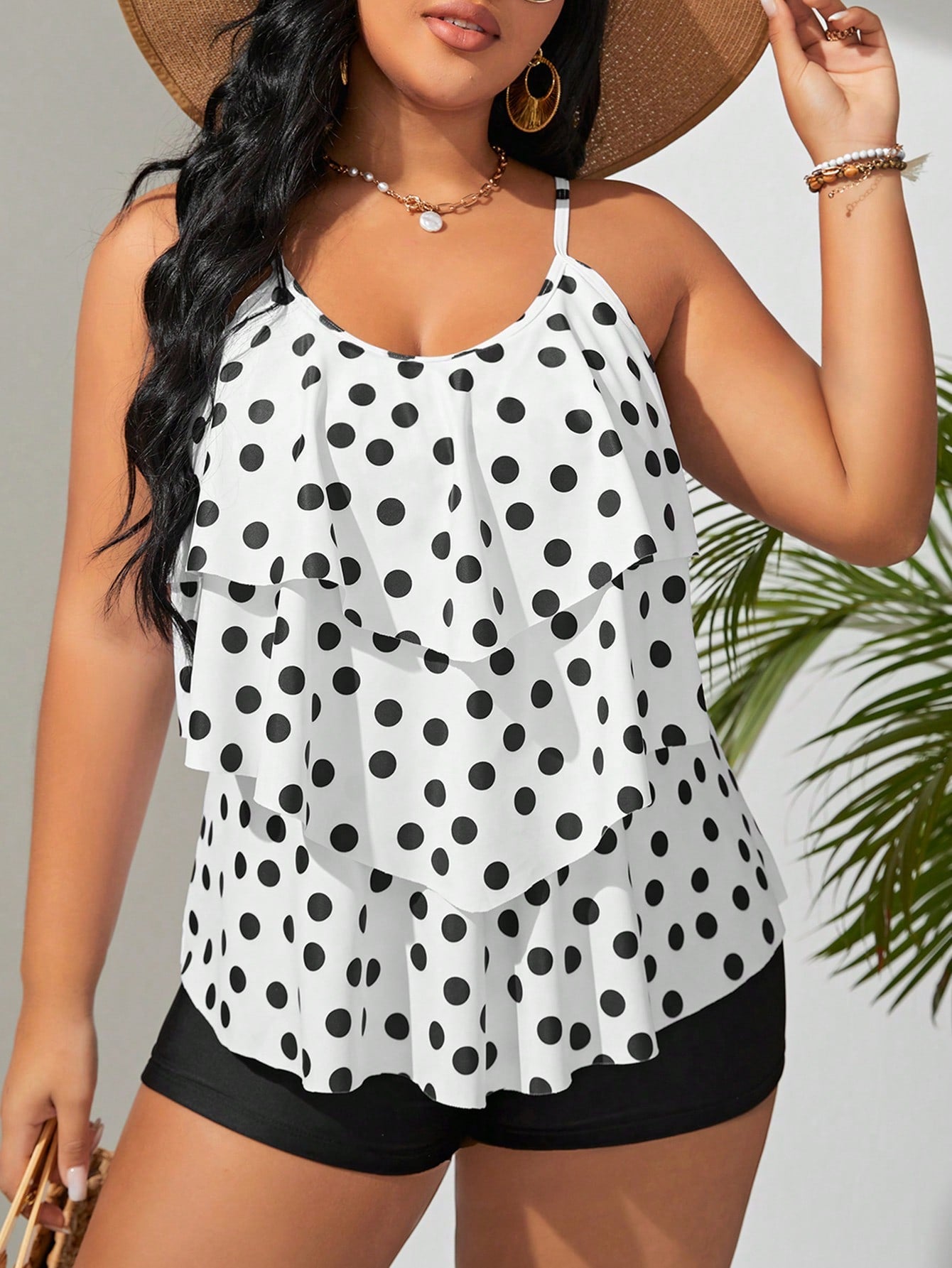 Biquíni Tankini Estampa de Bolinhas