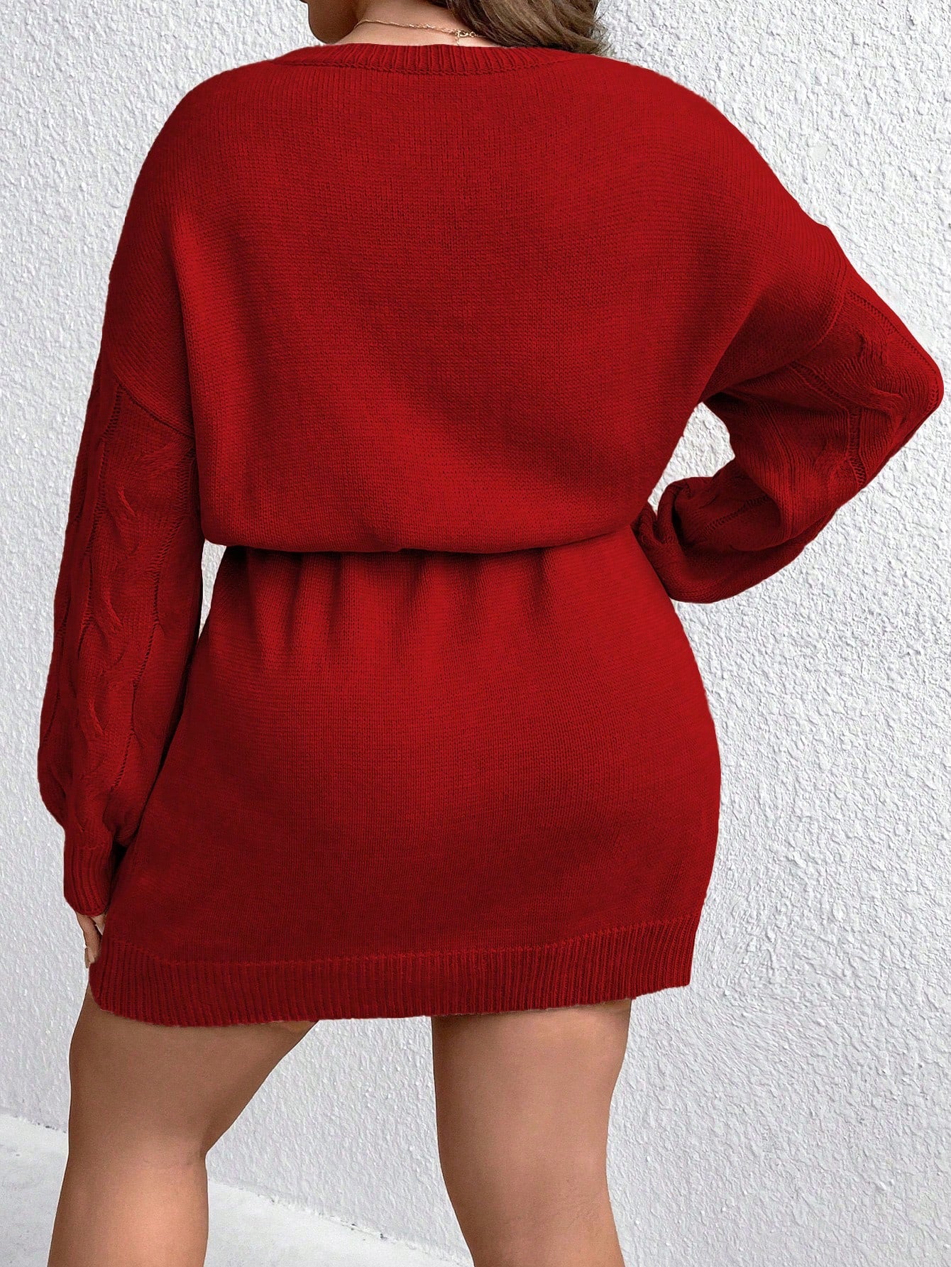 Vestido Malha de Tricô Com Cordão Acinturado