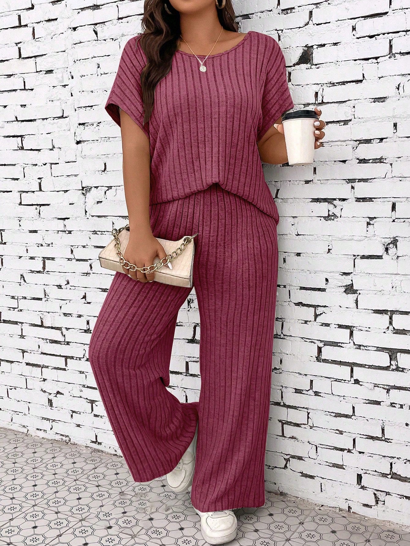Conjunto Vivian de Calça e blusa Canelada