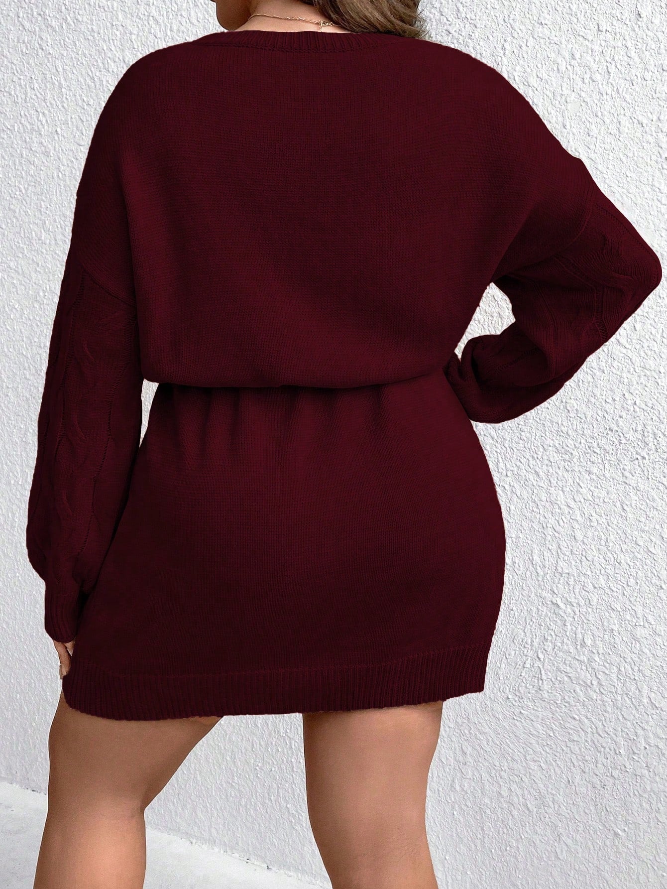 Vestido Malha de Tricô Com Cordão Acinturado