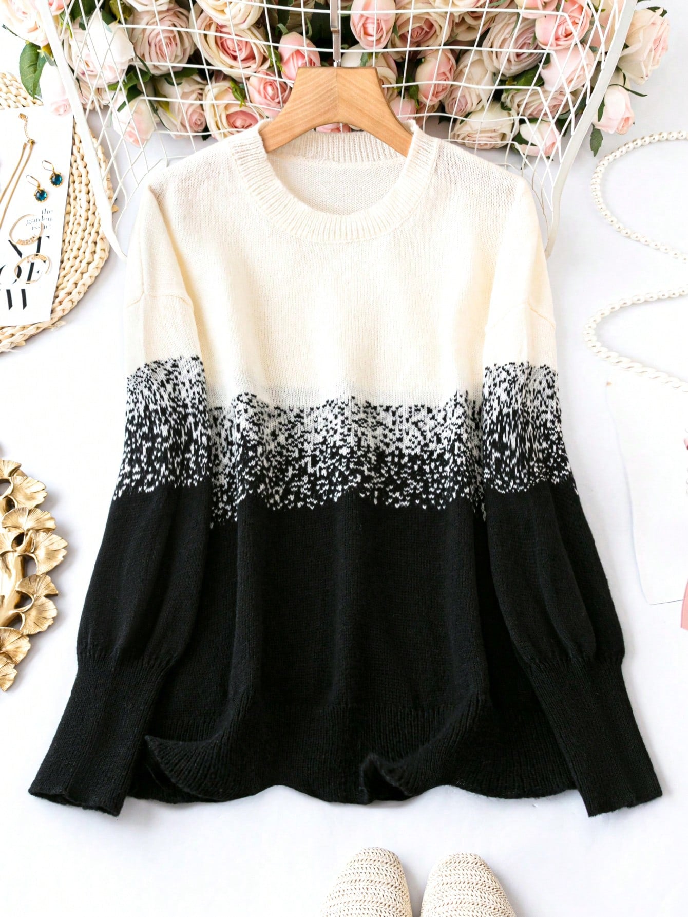 Suéter Com Gola Redonda e Degradê