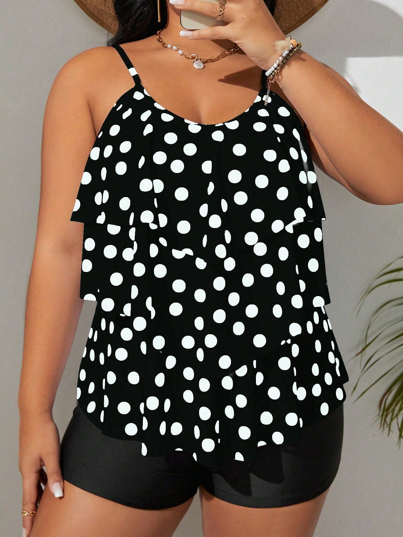 Biquíni Tankini Estampa de Bolinhas