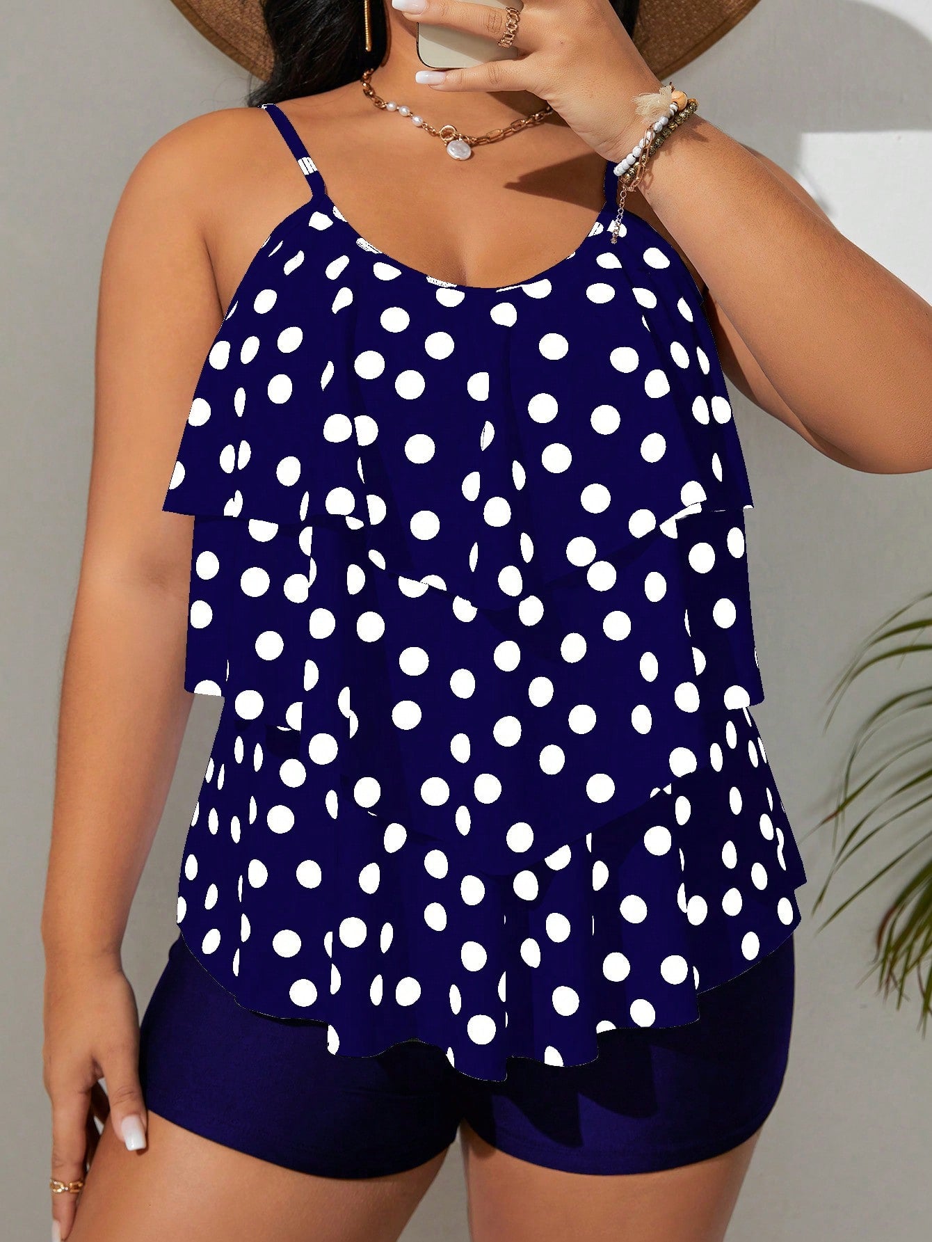 Biquíni Tankini Estampa de Bolinhas