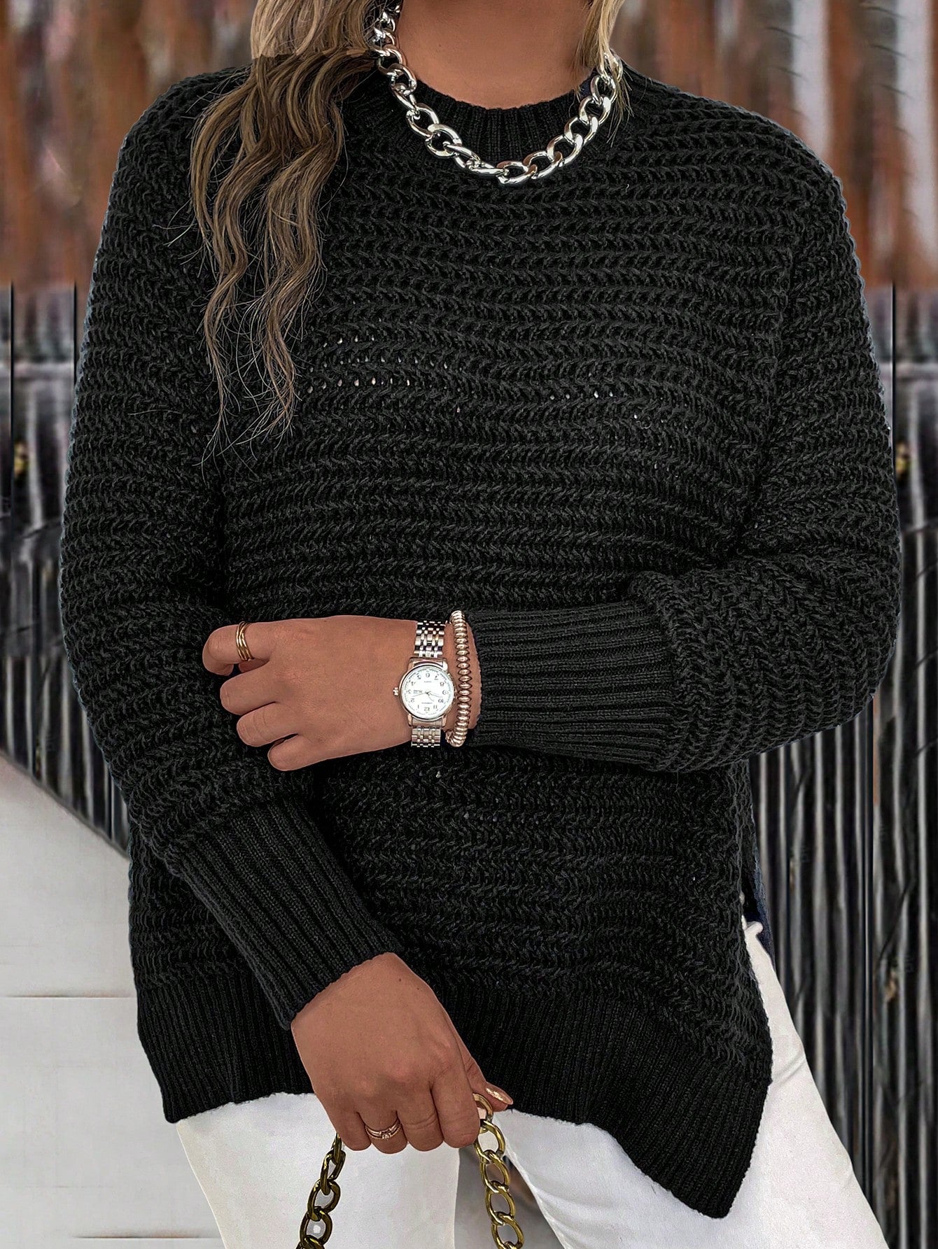 Suéter de Tricô Gola Redonda