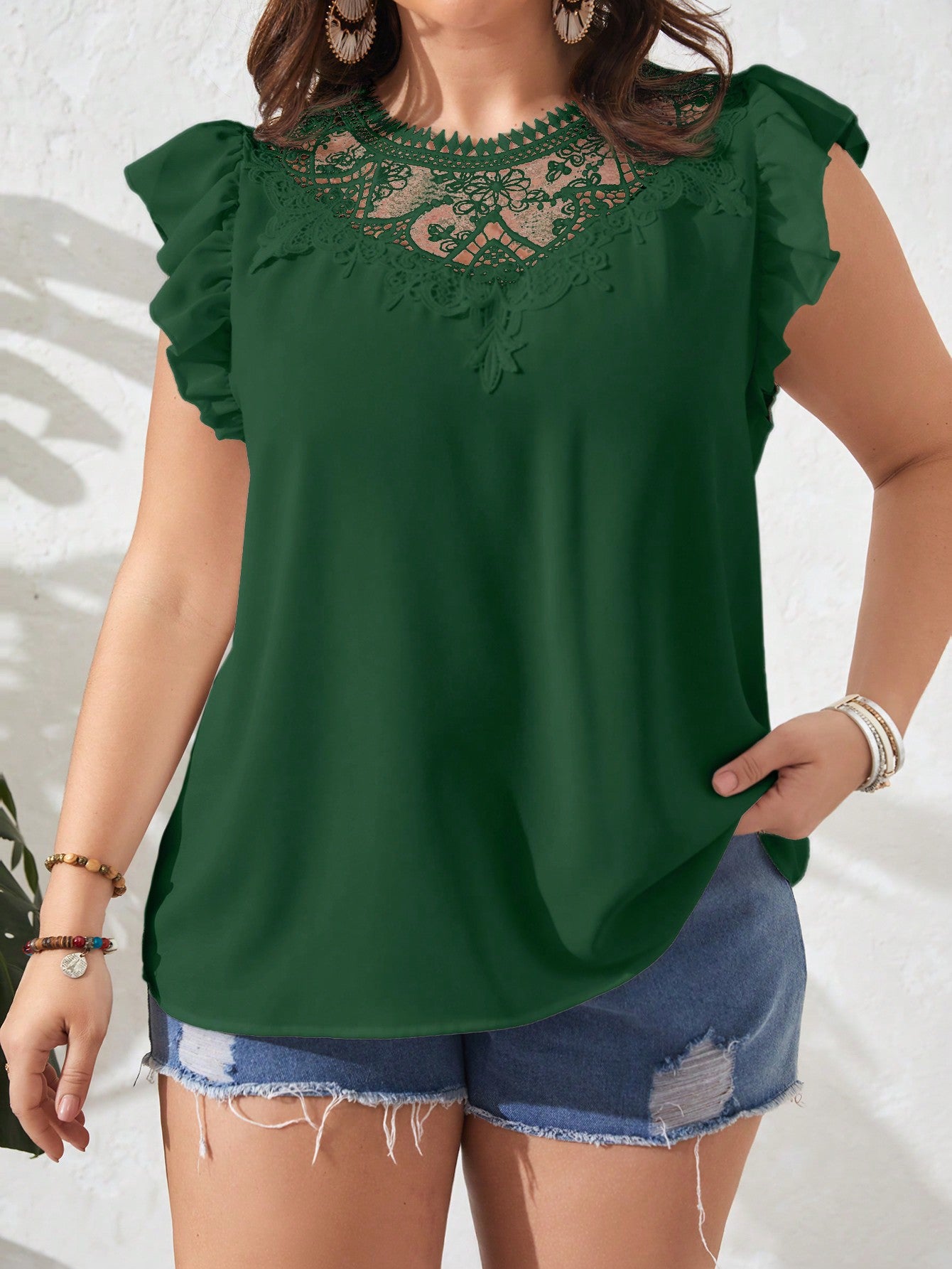 Blusa Helena Com Renda E Babado