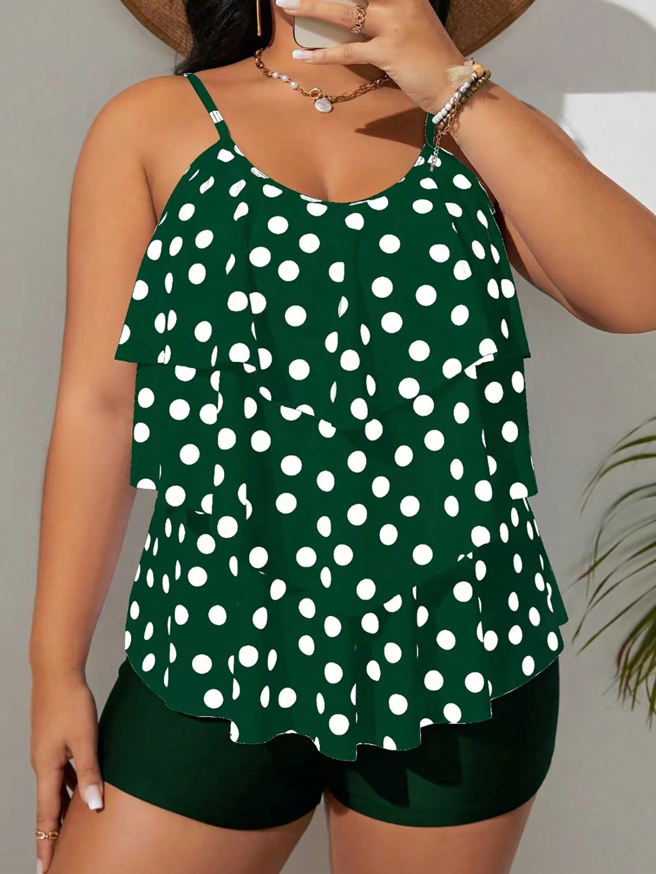 Biquíni Tankini Estampa de Bolinhas