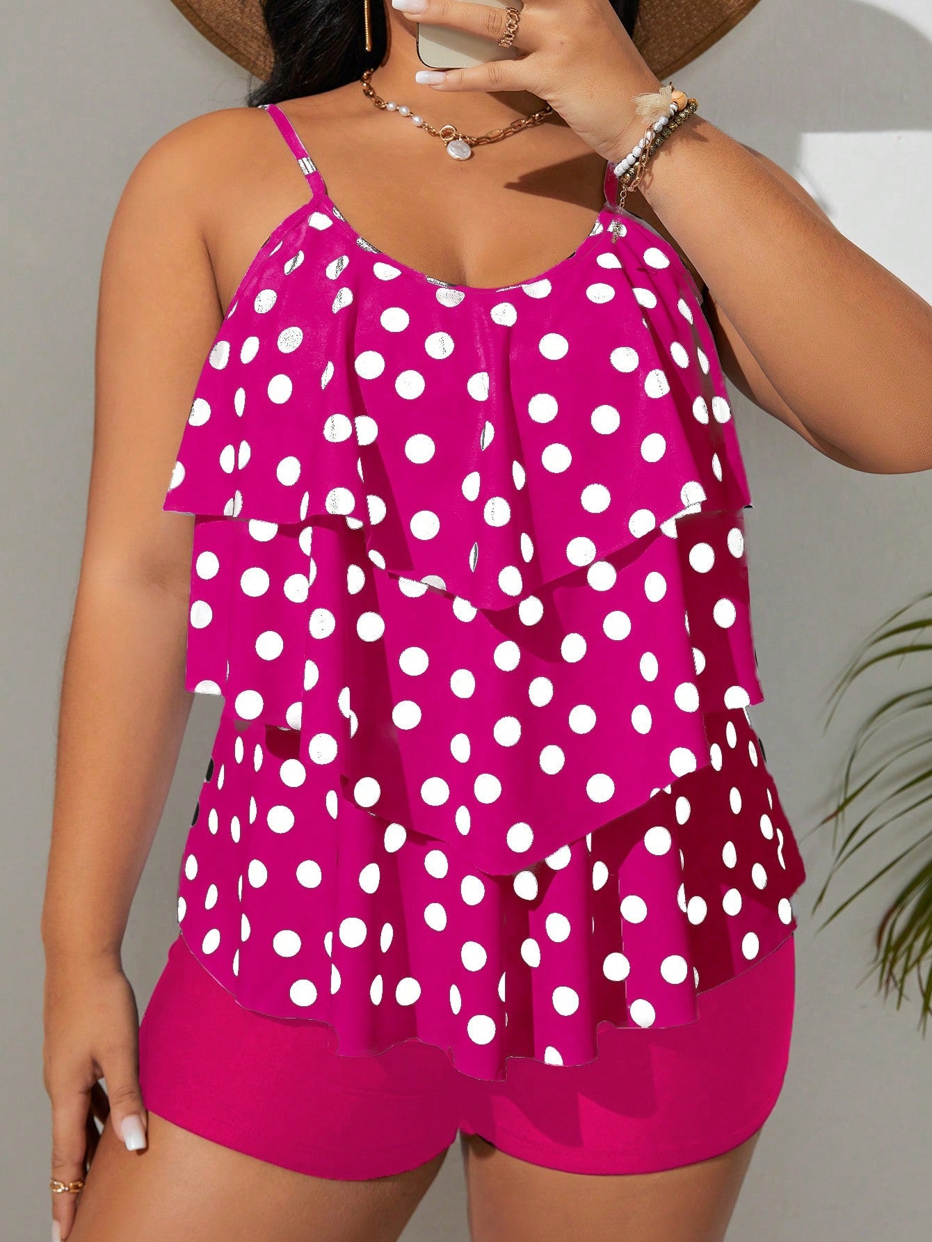 Biquíni Tankini Estampa de Bolinhas