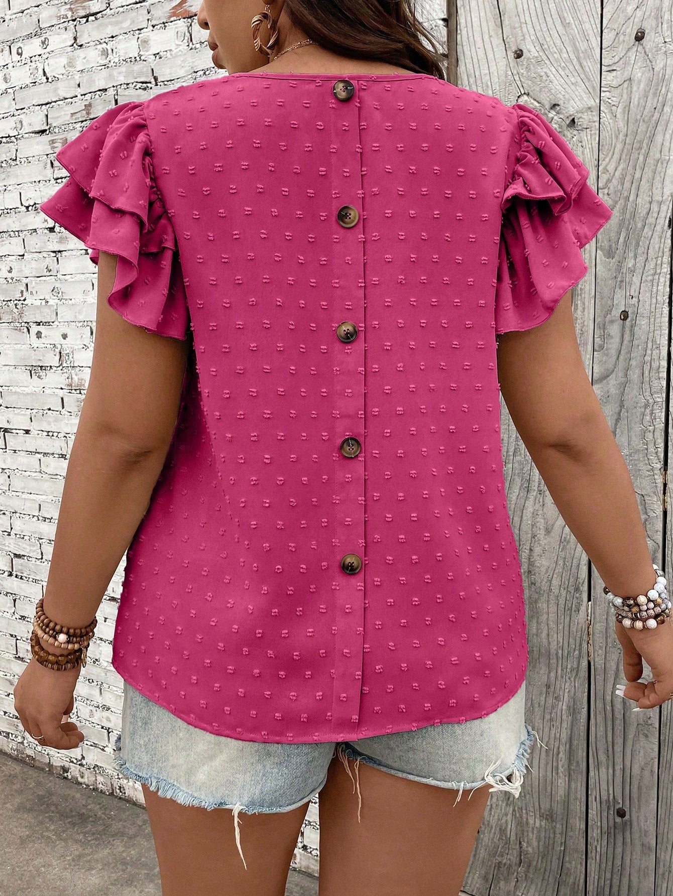 Blusa Ponto Suiço e Manga de Babados Serenidade