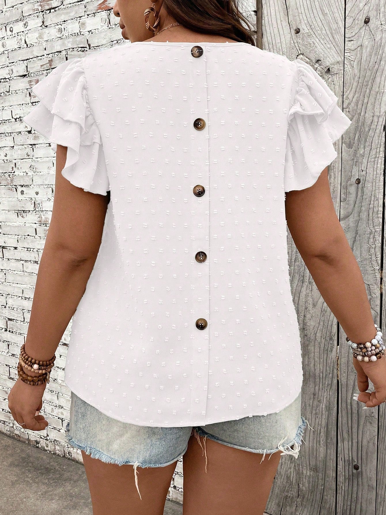 Blusa Ponto Suiço e Manga de Babados Serenidade