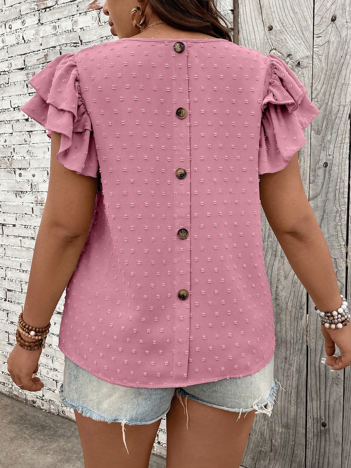 Blusa Ponto Suiço e Manga de Babados Serenidade