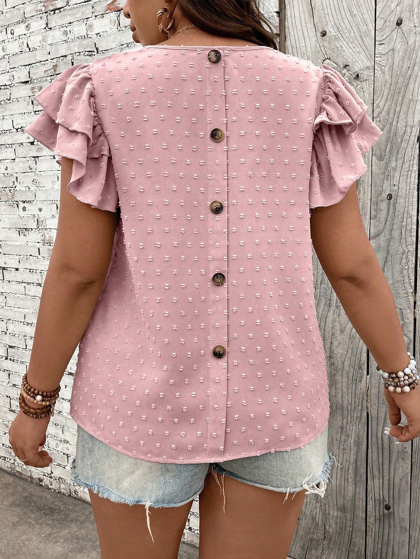 Blusa Ponto Suiço e Manga de Babados Serenidade