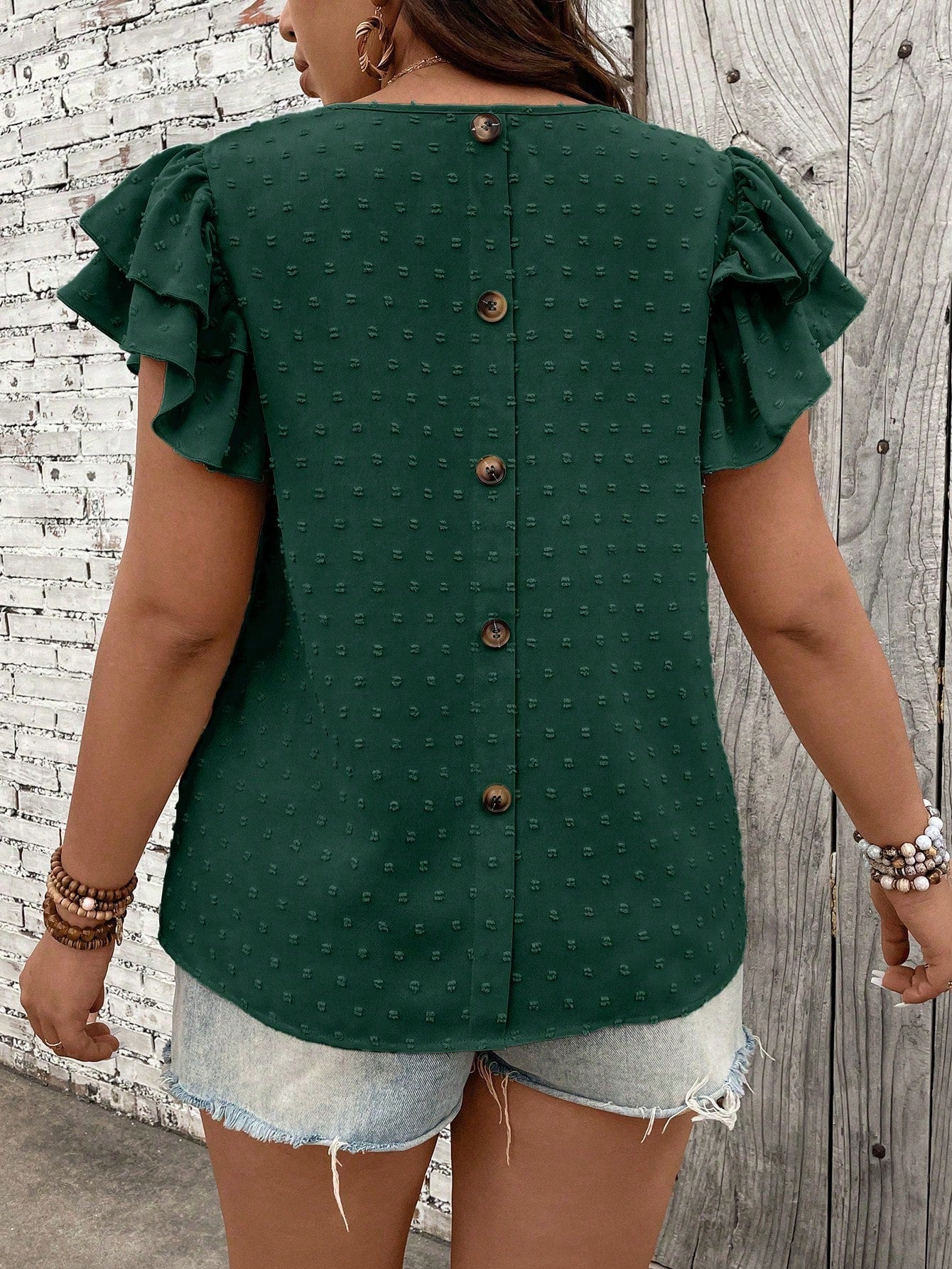 Blusa Ponto Suiço e Manga de Babados Serenidade