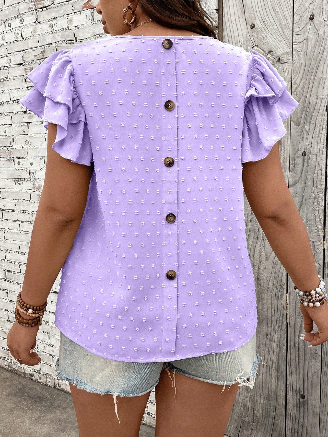 Blusa Ponto Suiço e Manga de Babados Serenidade