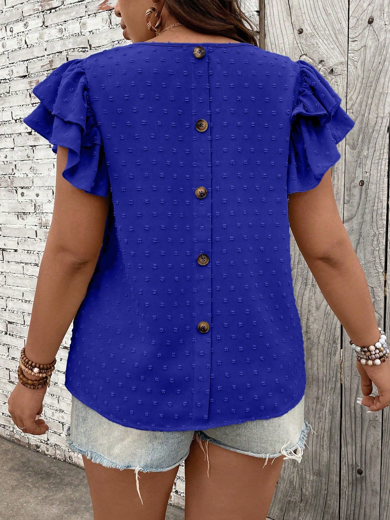 Blusa Ponto Suiço e Manga de Babados Serenidade