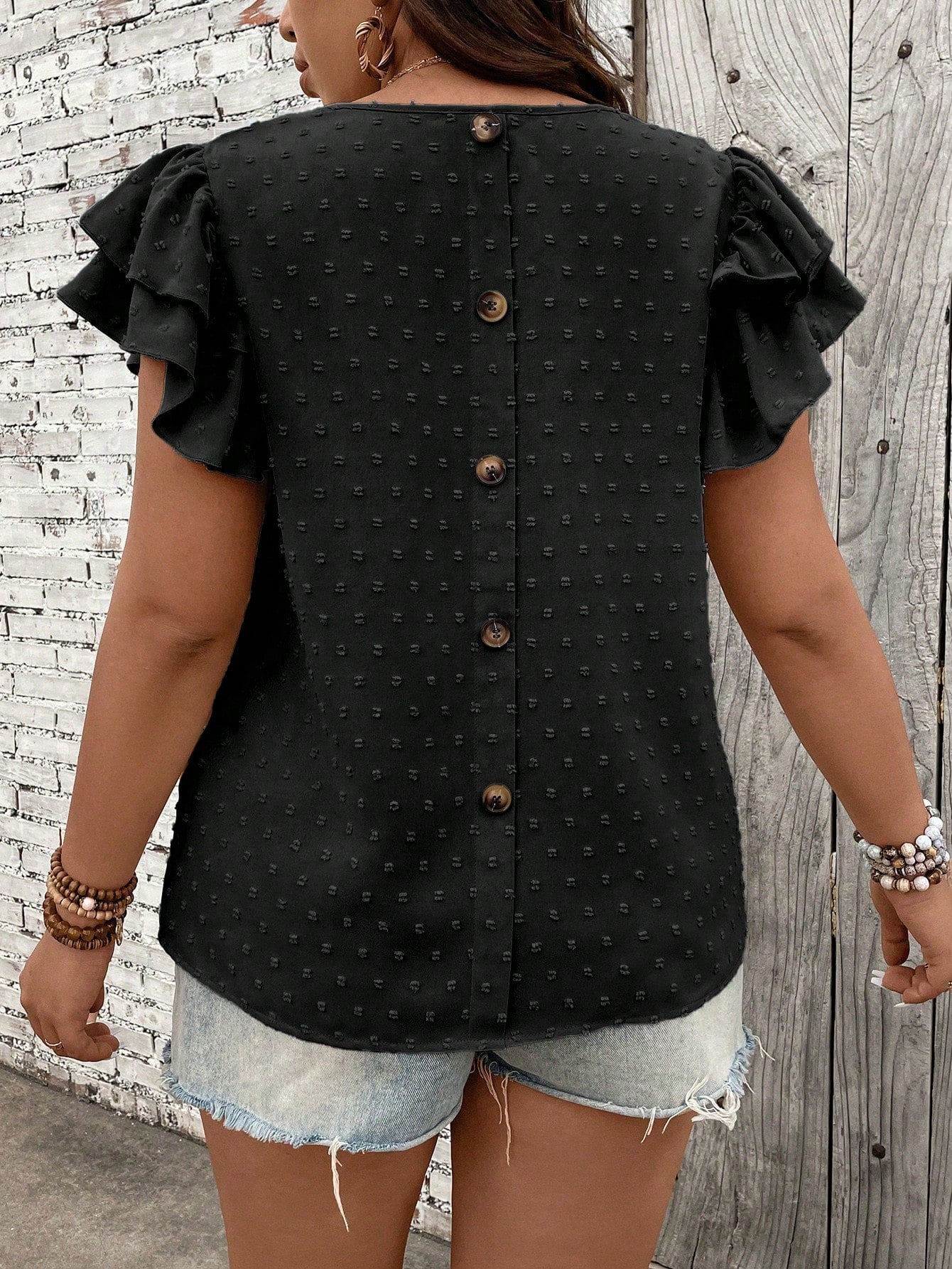 Blusa Ponto Suiço e Manga de Babados Serenidade