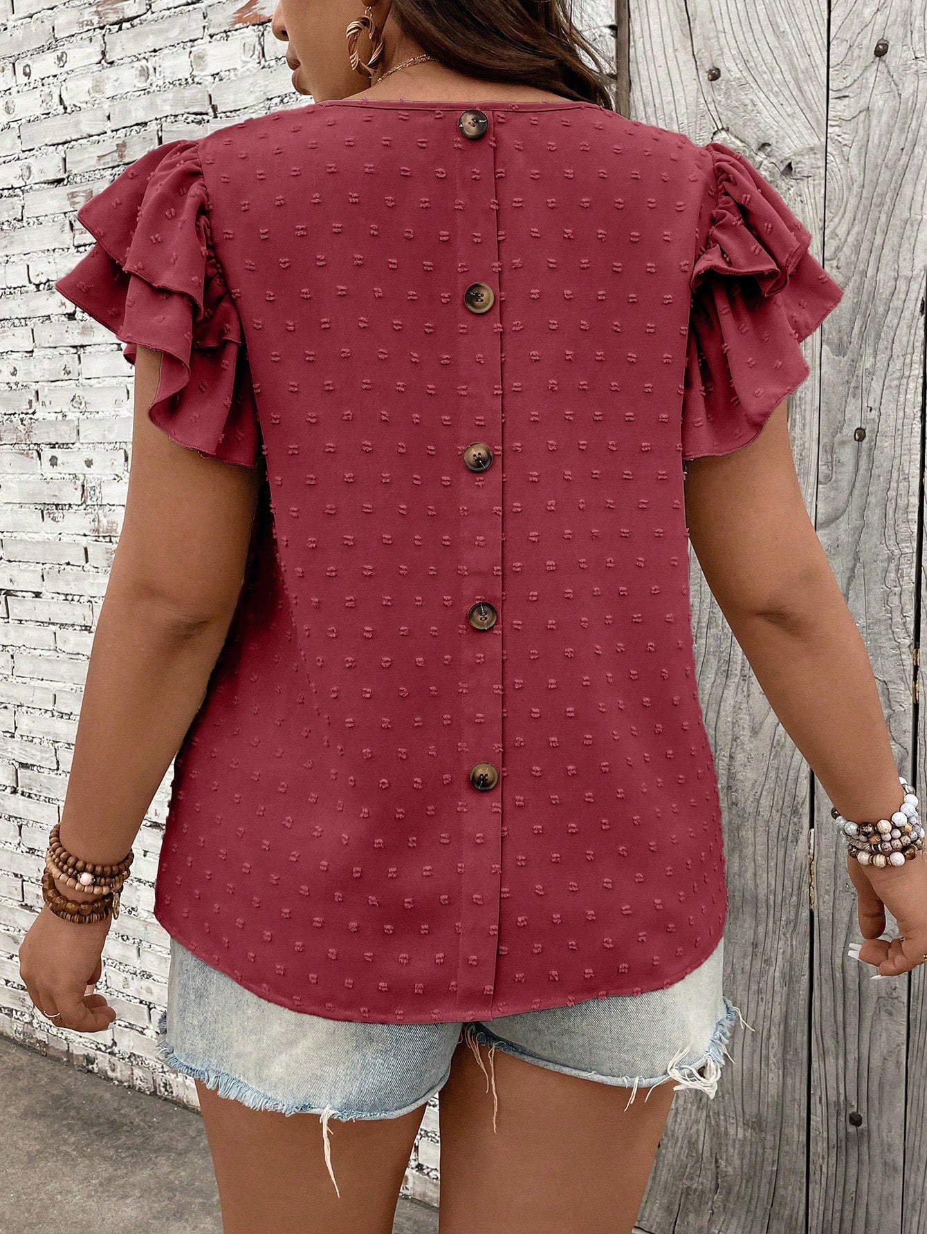 Blusa Ponto Suiço e Manga de Babados Serenidade