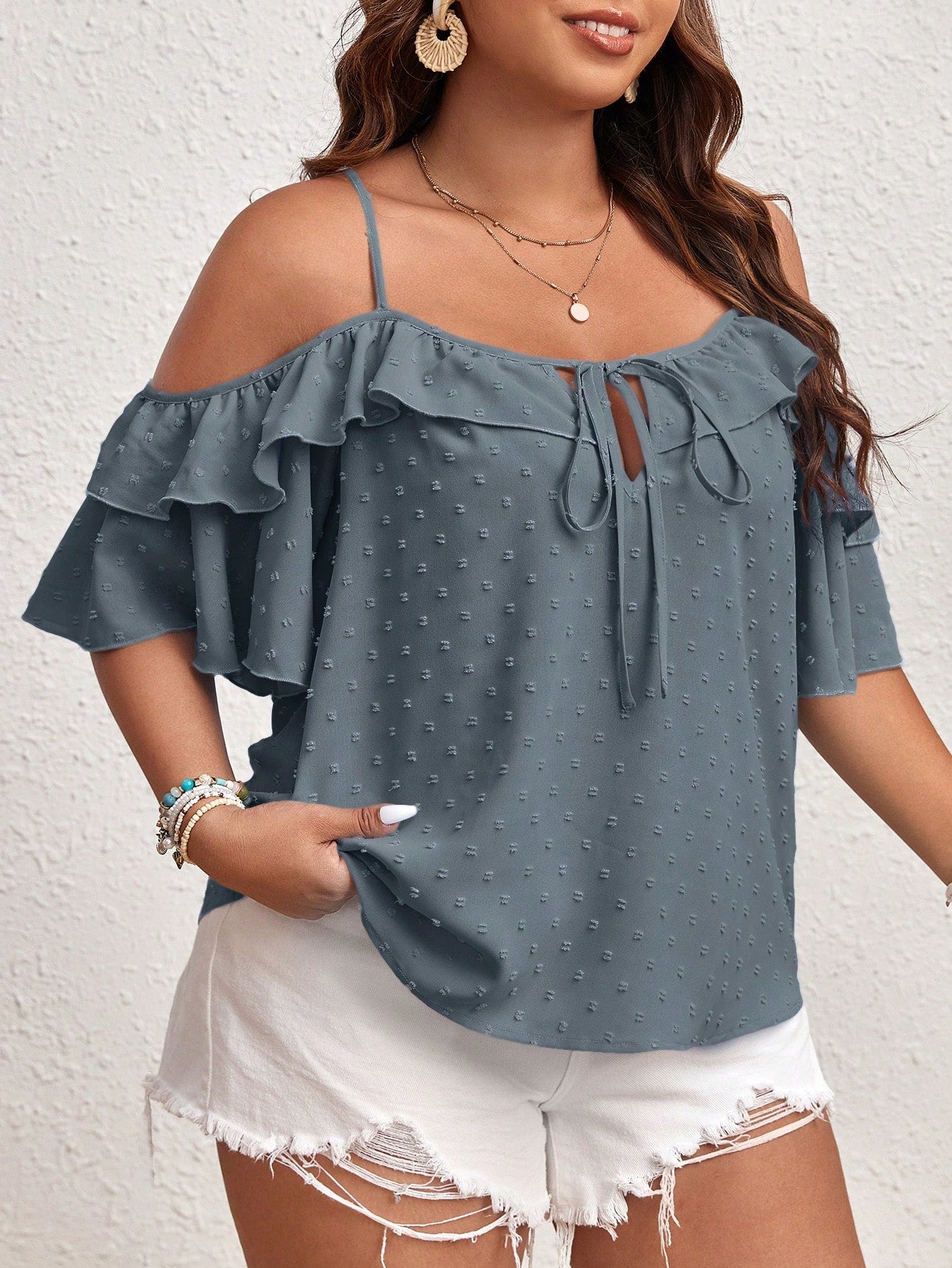 Blusa Pipoca com Babado Plus Size