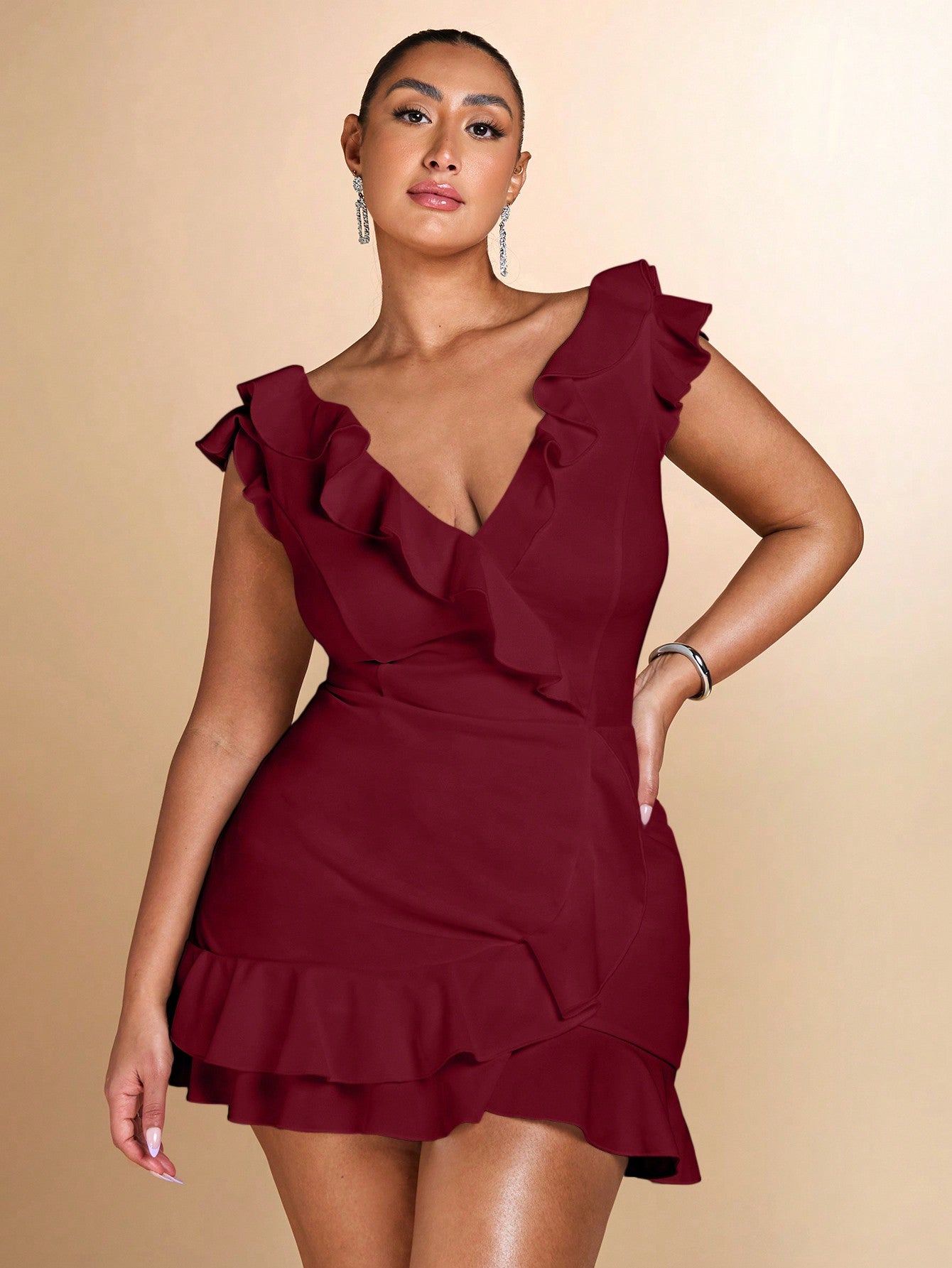 Vestido Babado Doce Decote V