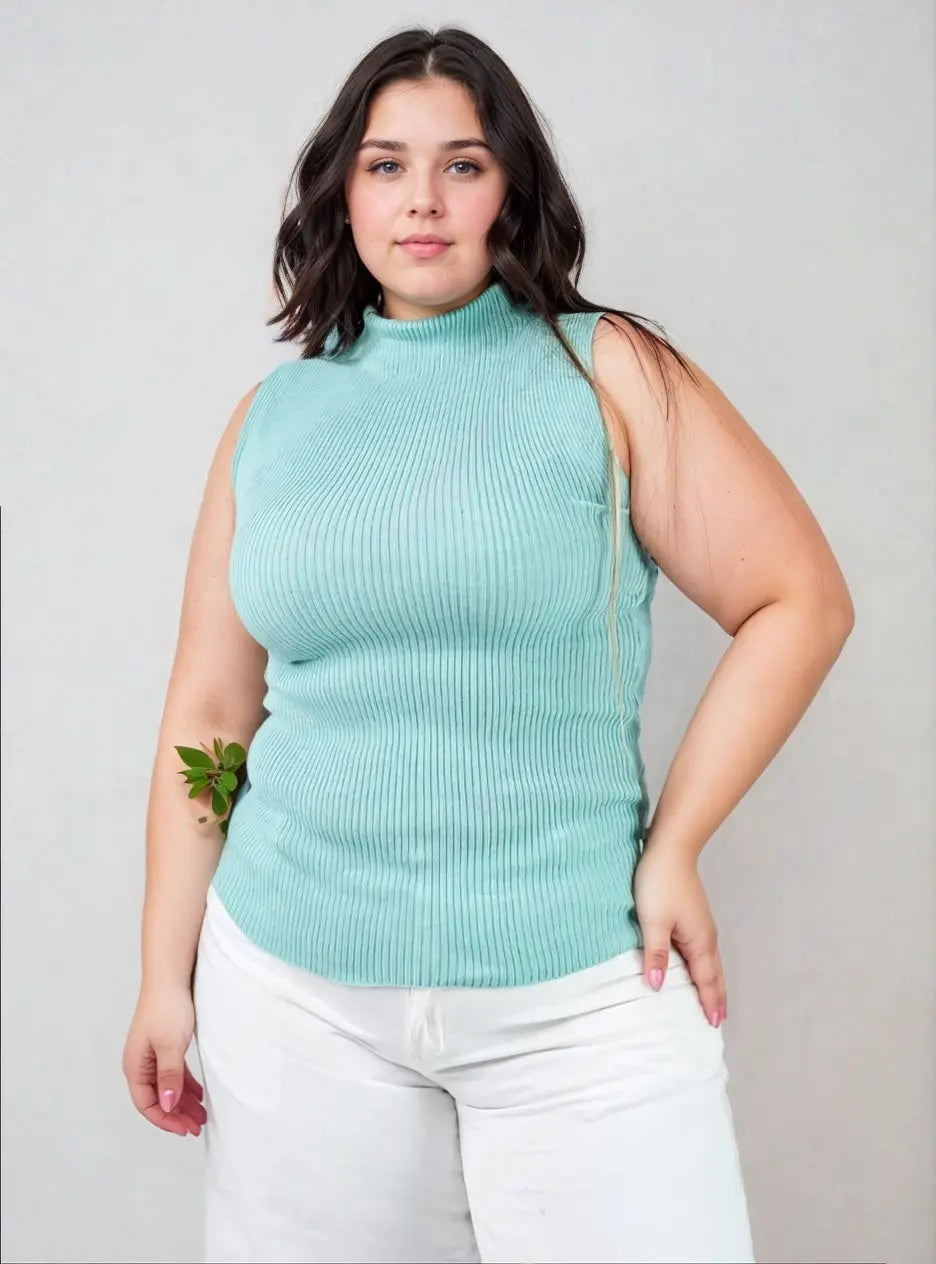 Kit Plus Size 3 Peças Tricot Gola Alta Canelado