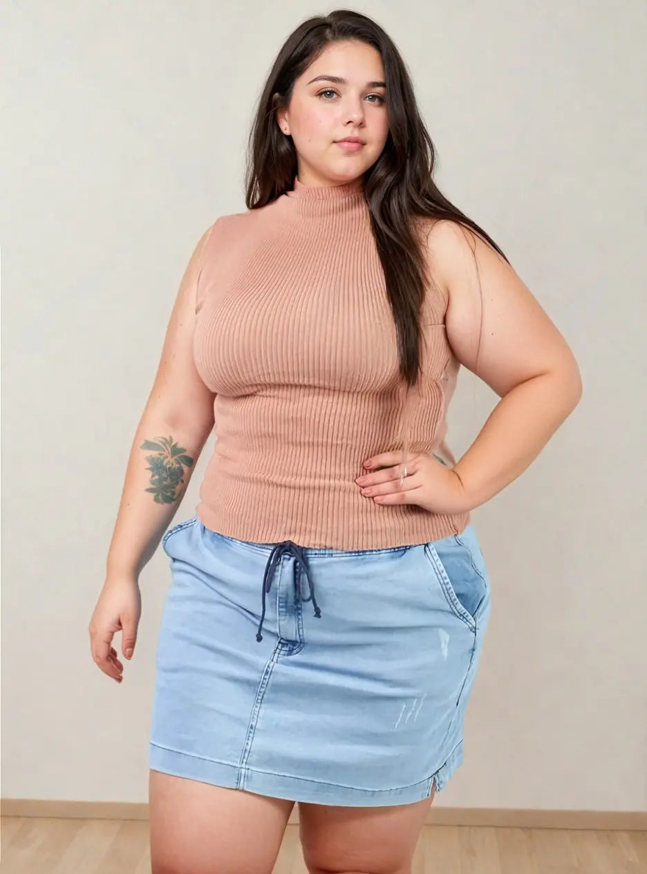 Kit Plus Size 3 Peças Tricot Gola Alta Canelado