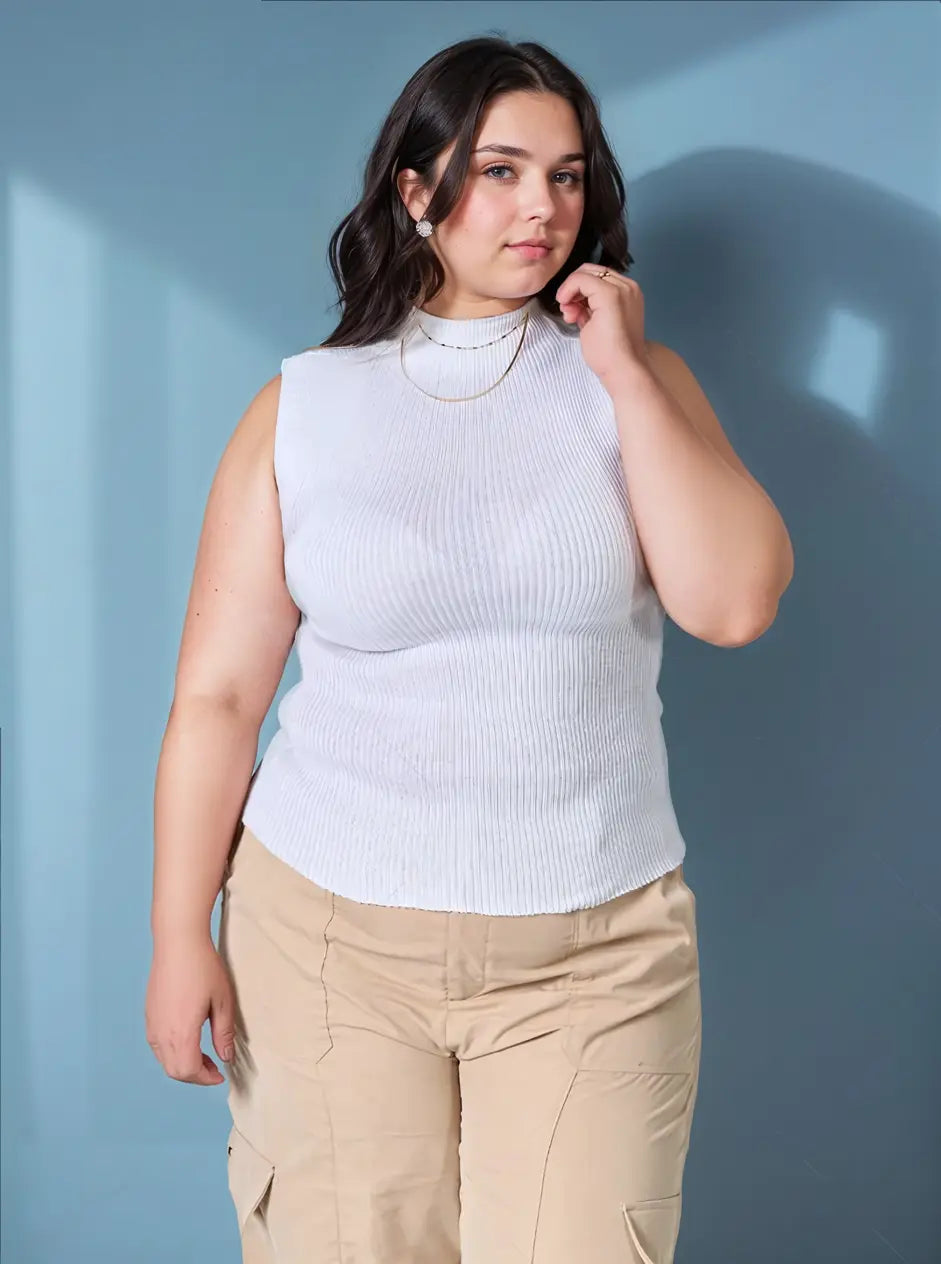 Kit Plus Size 3 Peças Tricot Gola Alta Canelado