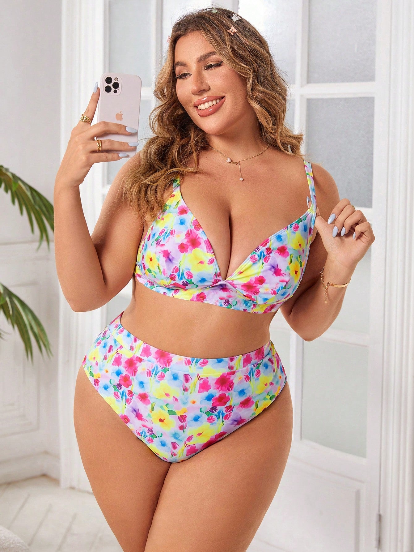 Biquíni Colorful de Primavera com Amarração nas Costas
