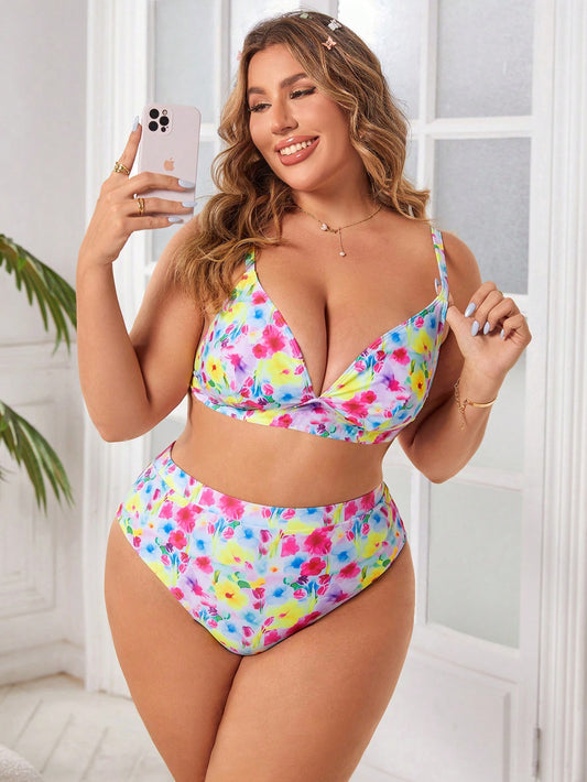 Biquíni Colorful de Primavera com Amarração nas Costas