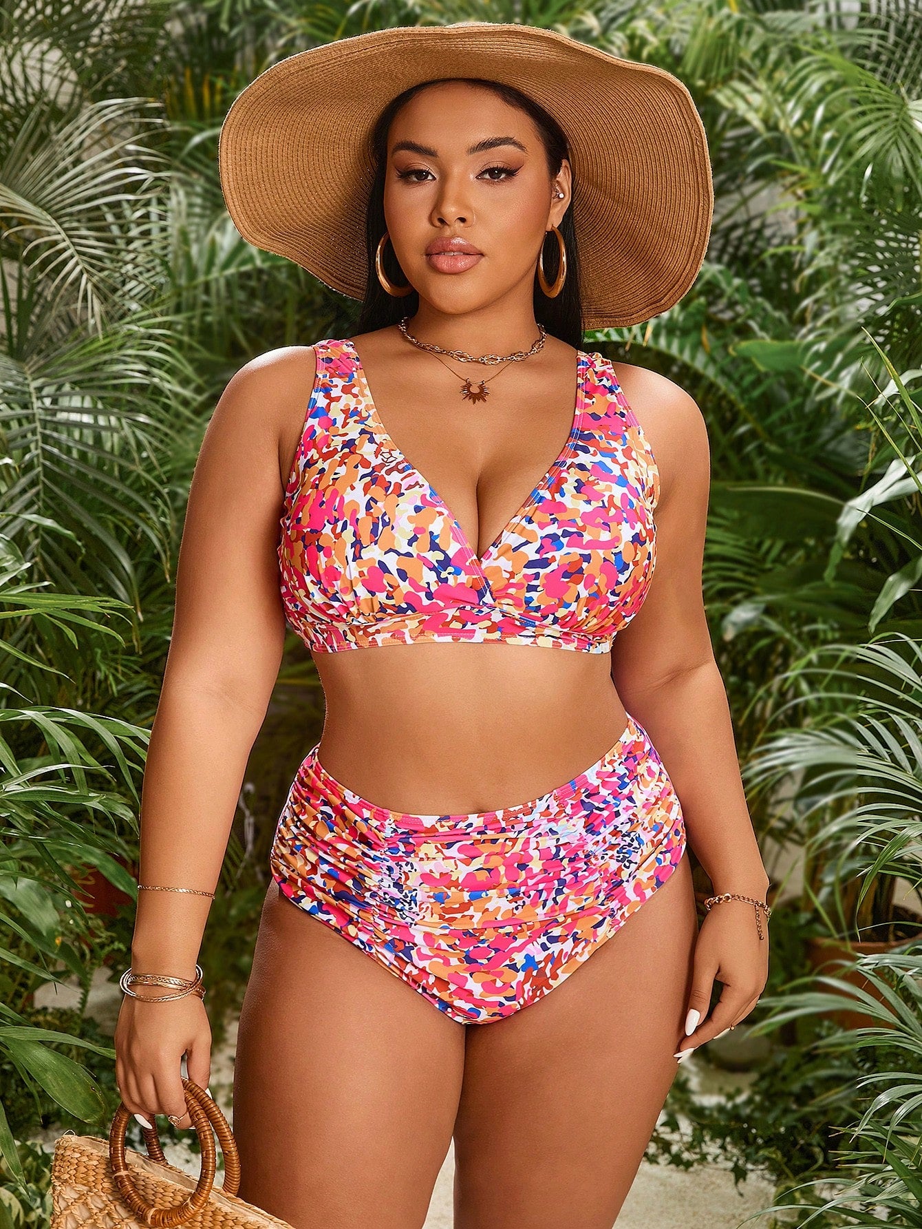 Biquíni Coralina Sem Amarração Cintura Alta