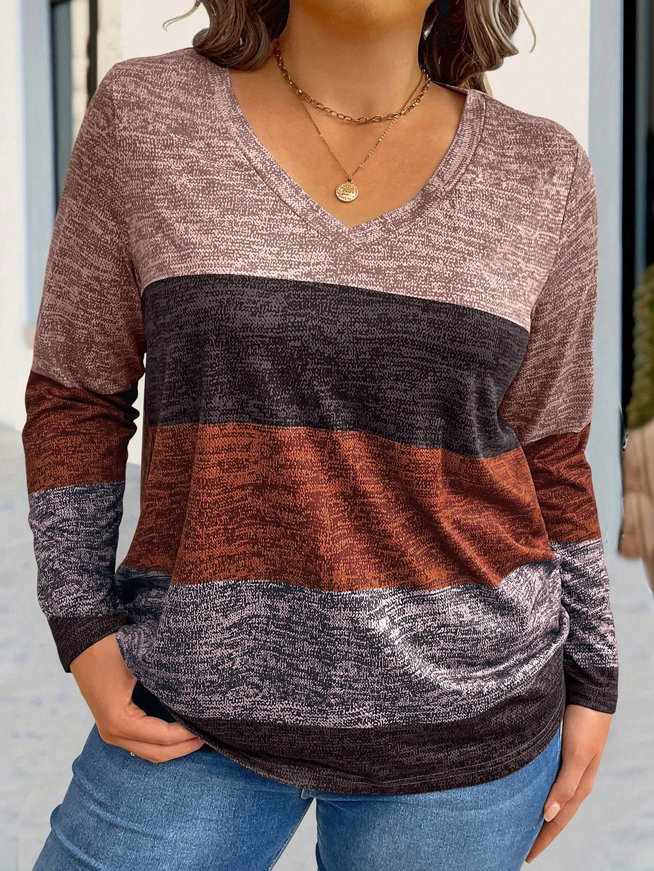 Blusa Retrô Listrada Manga Comprida