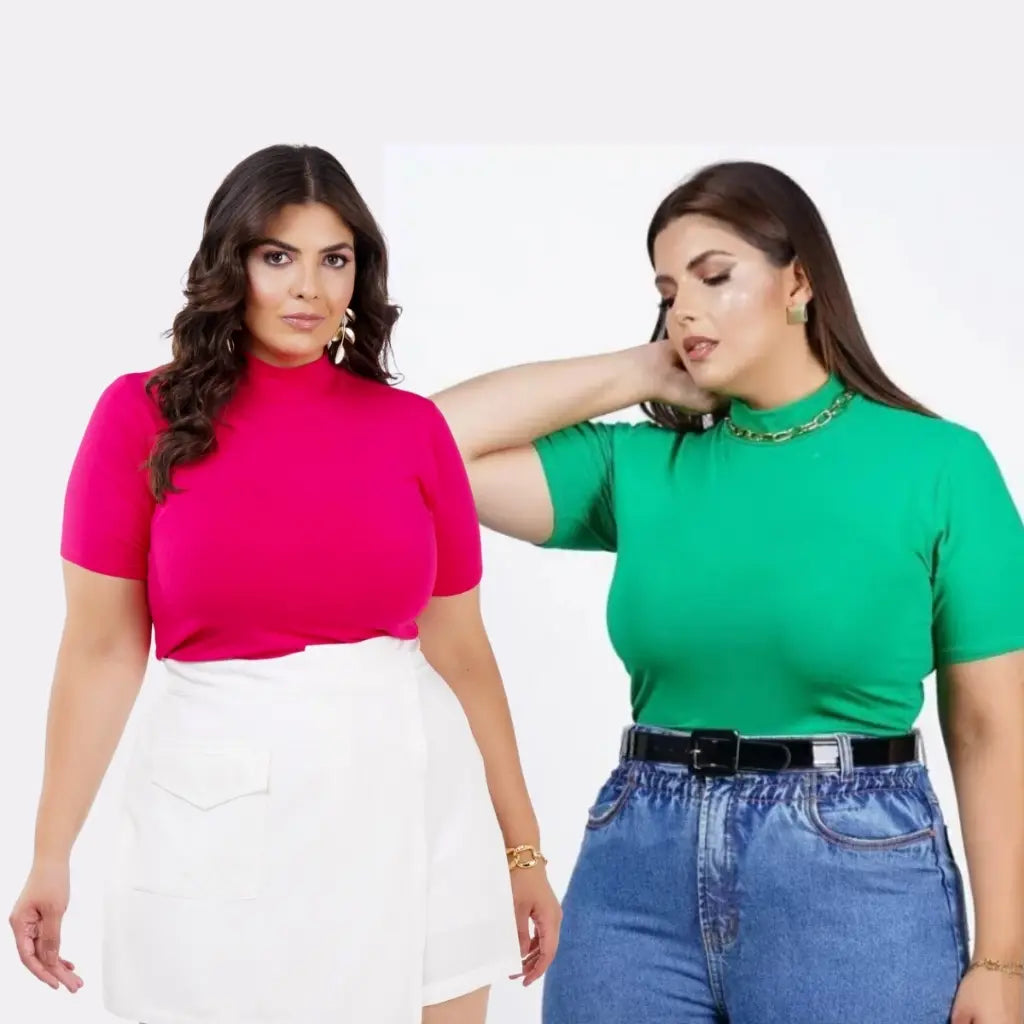 Kit 2 Blusas Básicas Golinha Alta Casual