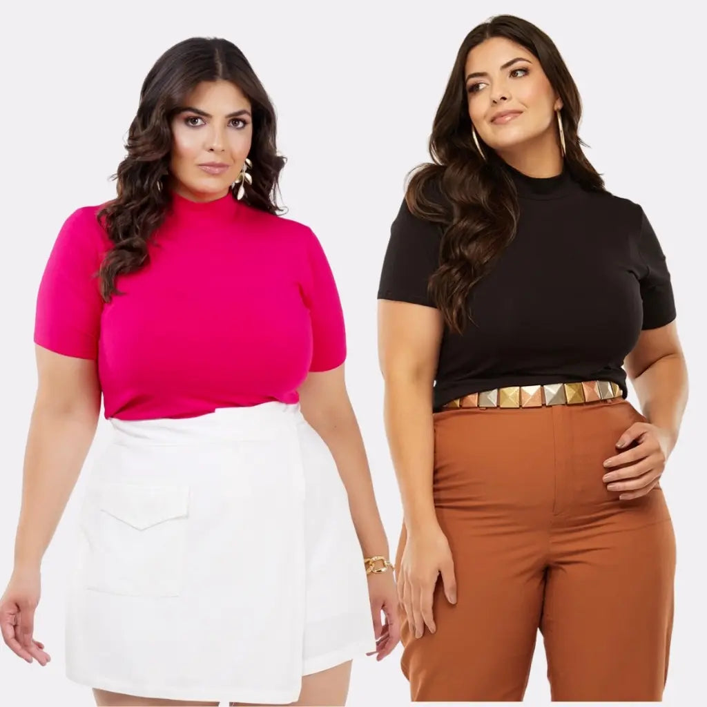 Kit 2 Blusas Básicas Golinha Alta Casual