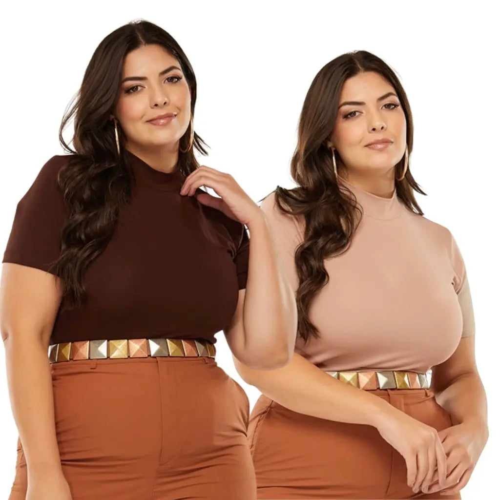 Kit 2 Blusas Básicas Golinha Alta Casual