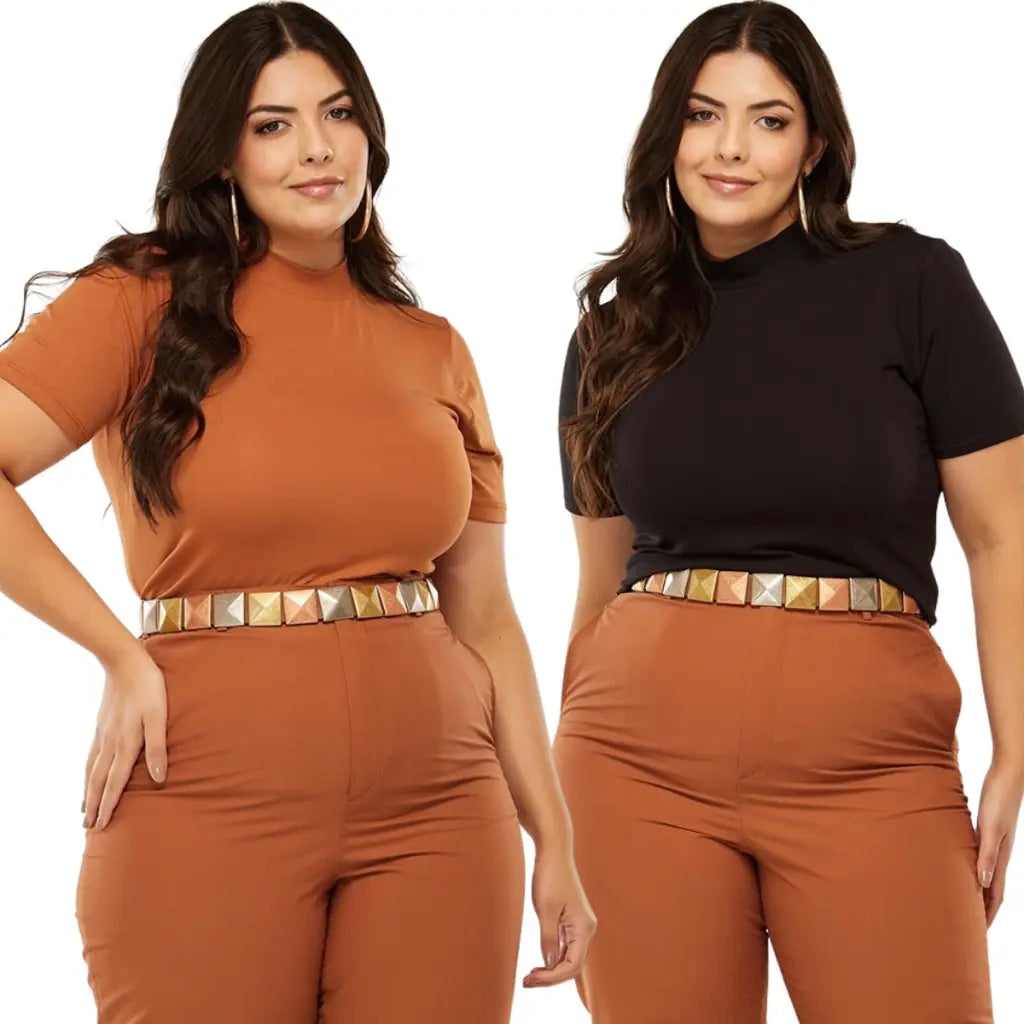 Kit 2 Blusas Básicas Golinha Alta Casual