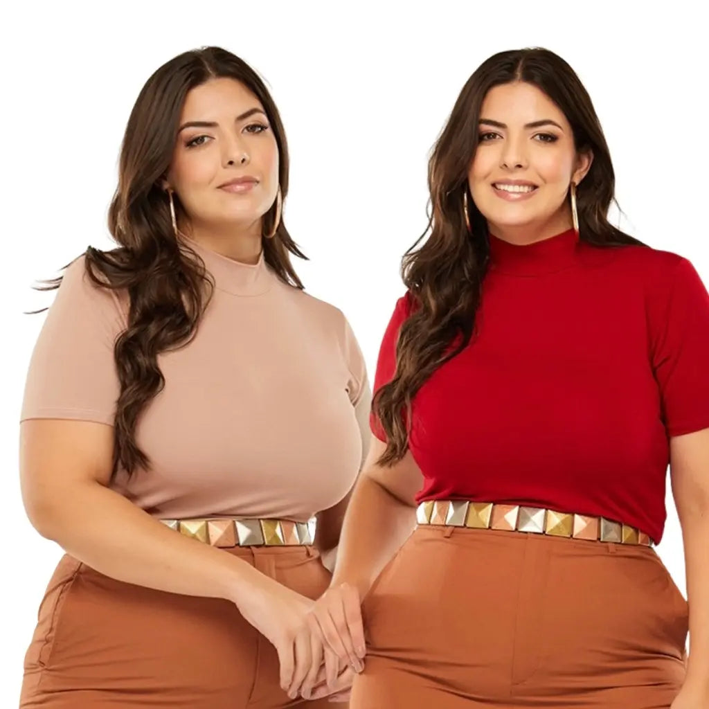 Kit 2 Blusas Básicas Golinha Alta Casual