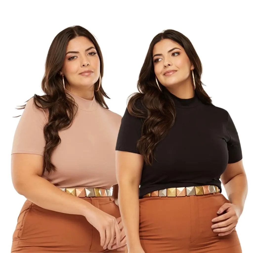 Kit 2 Blusas Básicas Golinha Alta Casual