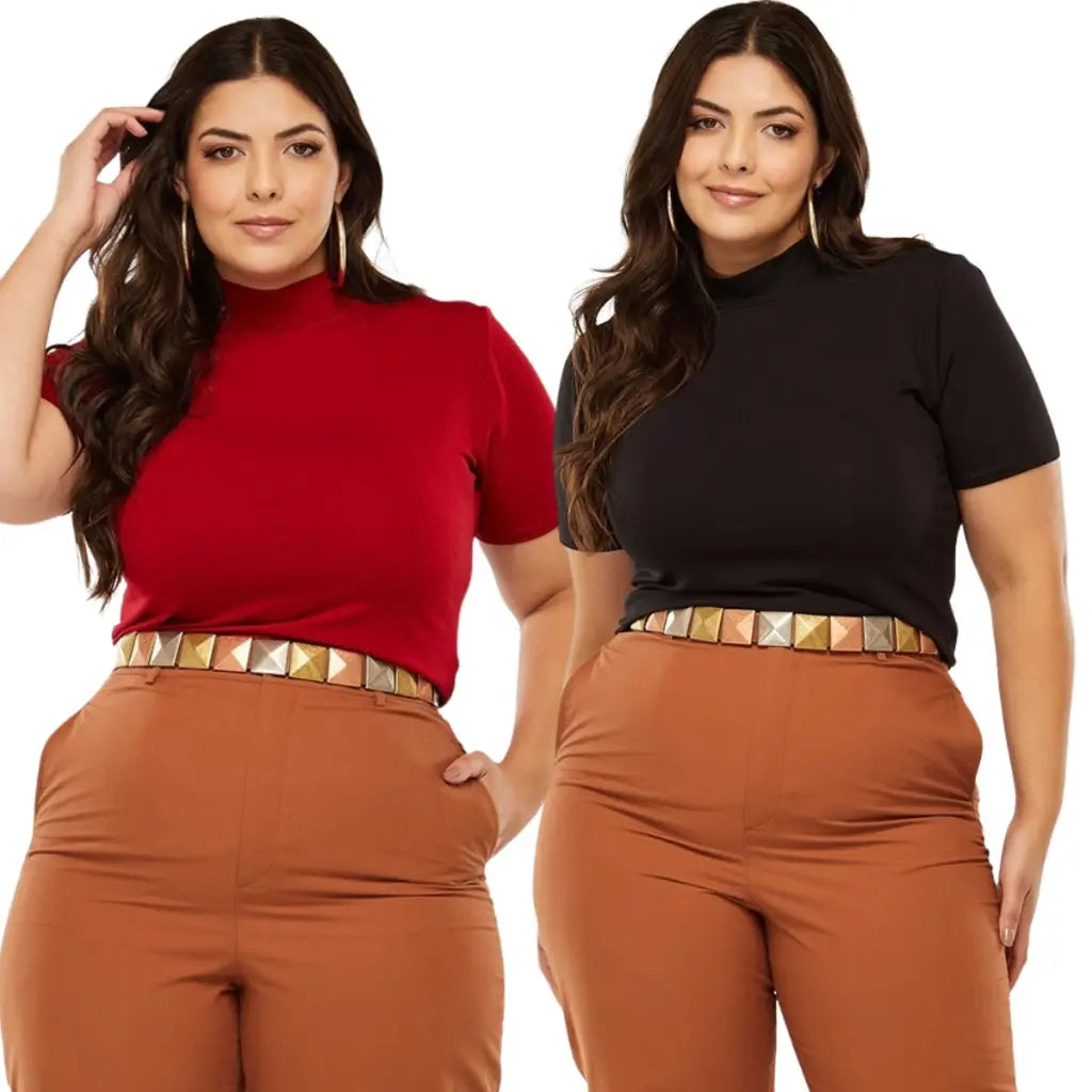 Kit 2 Blusas Básicas Golinha Alta Casual