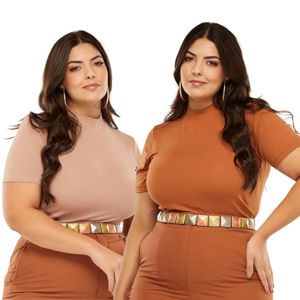 Kit 2 Blusas Básicas Golinha Alta Casual